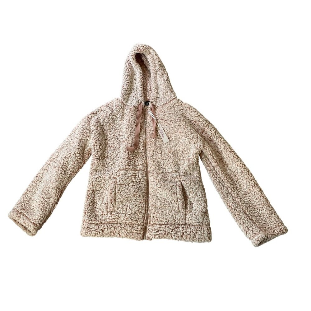 Love Tree Womens Large Sherpa Fleece Hoodie Jacket Pink